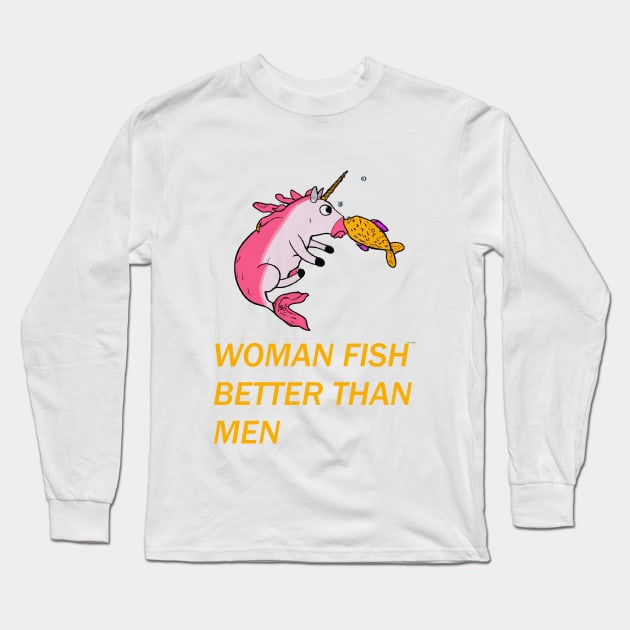 Cute Unicorn Fishing Long Sleeve T-Shirt by Imutobi